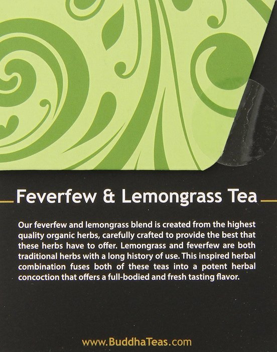 Buddha Teas Feverfew & Lemongrass Tea, 18 Count (Pack of 6)