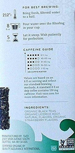 Tazo Flavored Organic Sultry Strawberry Black Tea Blend, 20 Filter Bags, 1.6 Oz. N4