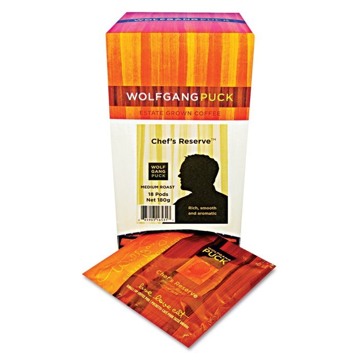 Wolfgang Puck Coffee, Chef's Reserve, Medium Roast, 18-Count Pods (Pack of 3)
