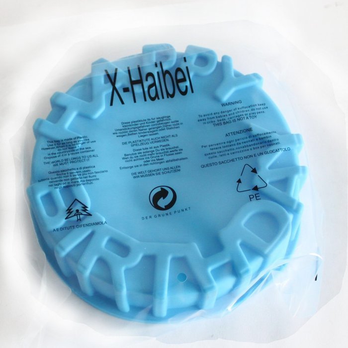 X-Haibei 7inch Happy Birthday Cake Mold Pan Chocolate Pizza Baking Tray Silicone Mould