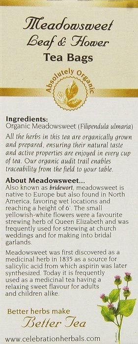 Celebration Herbals Organic Meadowsweet Leaf & Flower Tea N4