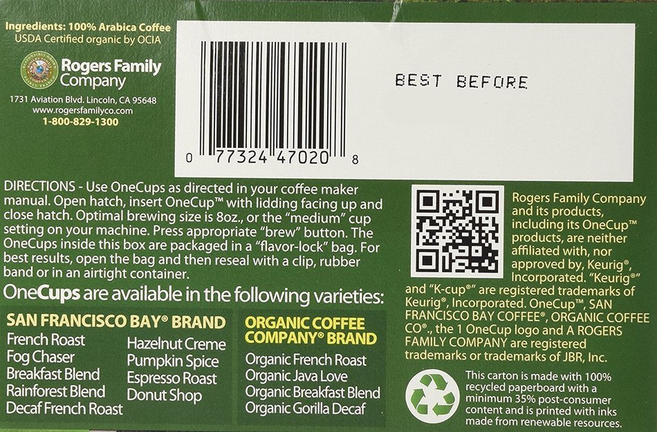 SAN FRANCISCO BAY RAINFOREST BLEND 24 ONE CUPS for Keurig K-Cup Brewers N2