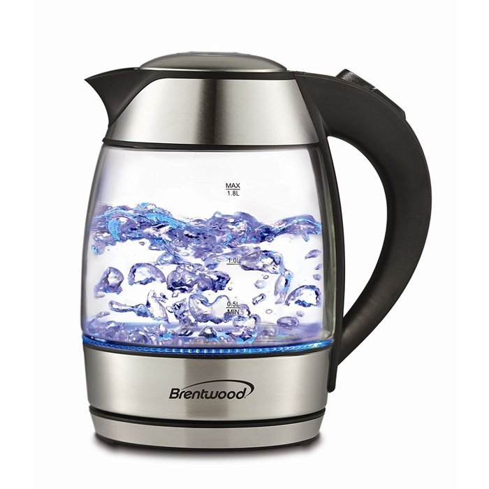 Brentwood Appliances KT-1950BK Tempered Glass Tea Kettles, 1.8-Liter, Black