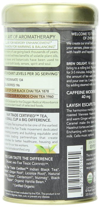 Zhena's Gypsy Chai Black Tea, Hazelnut, 1.54 Oz, 22 Count N2
