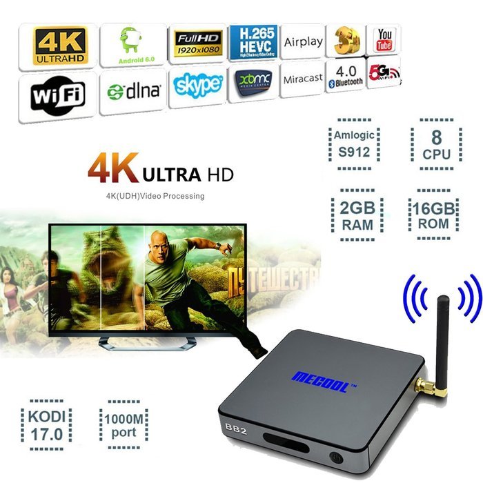 Greatever KM8 Android 6.0 4K TV BOX Amlogic S905X Quad Core 2GB/16GB Marshmallow 4K H.265 HEVC KODI Full Lodaded... N9