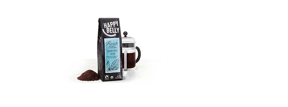 Happy Belly French Roast Organic Fairtrade Coffee, Dark Roast, Ground, 12 ounce N3