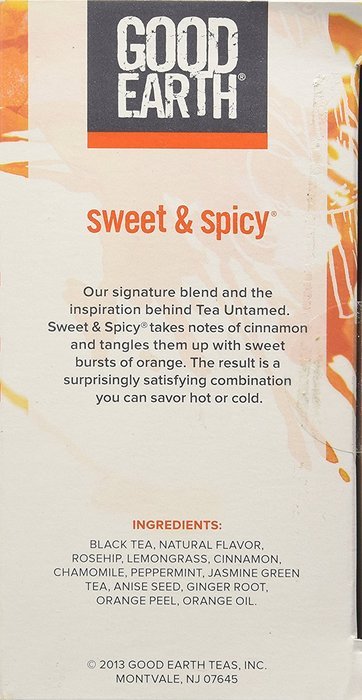 Good Earth Sweet & Spicy Caffeine Free Herbal Tea, 18 Tea bags N2