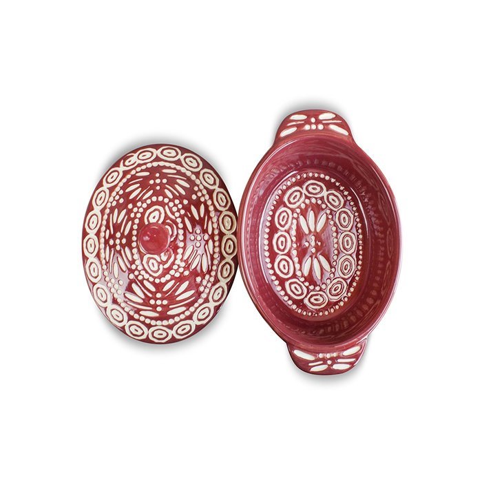 Temp-tations Old World Set of 4 Mini Oval Covered Casseroles in Cranberry N4