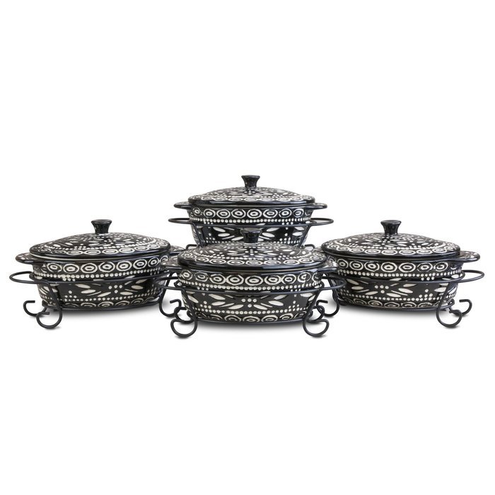 Temp-tations Old World Set of 4 Mini Oval Covered Casseroles in Cranberry N9
