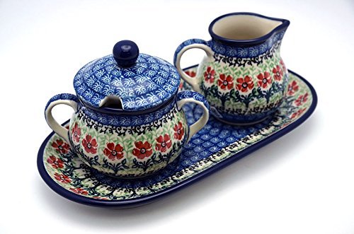 Polish Pottery Cream & Sugar Set - Maraschino