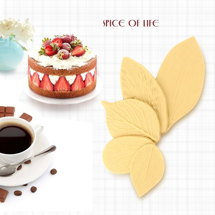Ckeyin 5pcs/set 5 Styles of Leaf Silicone Mold Cake Cookie Chocolate Fondant Mold Cake Decoration Tools