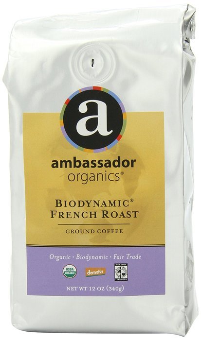 Ambassador Organics Biodynamic French Roast Ground Organic Coffee, 12-Ounce Bags (Pack of 2)