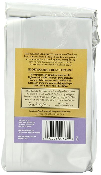 Ambassador Organics Biodynamic French Roast Ground Organic Coffee, 12-Ounce Bags (Pack of 2) N2
