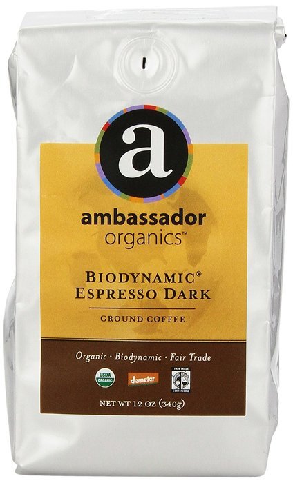 Ambassador Organics Biodynamic French Roast Ground Organic Coffee, 12-Ounce Bags (Pack of 2) N7