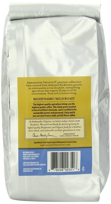 Ambassador Organics Biodynamic French Roast Ground Organic Coffee, 12-Ounce Bags (Pack of 2) N17