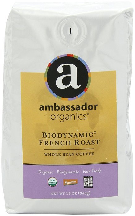 Ambassador Organics Biodynamic French Roast Ground Organic Coffee, 12-Ounce Bags (Pack of 2) N19