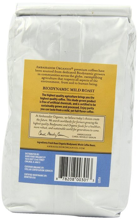 Ambassador Organics Biodynamic French Roast Ground Organic Coffee, 12-Ounce Bags (Pack of 2) N23
