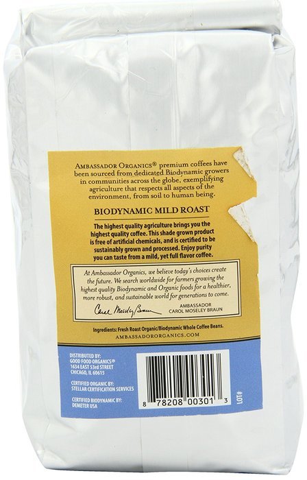 Ambassador Organics Biodynamic French Roast Ground Organic Coffee, 12-Ounce Bags (Pack of 2) N24
