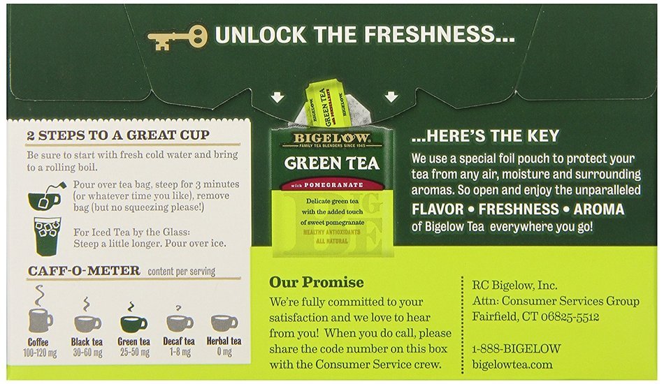 Bigelow Green Tea w/ Pomegranate Tea Bags - 20 ct N2