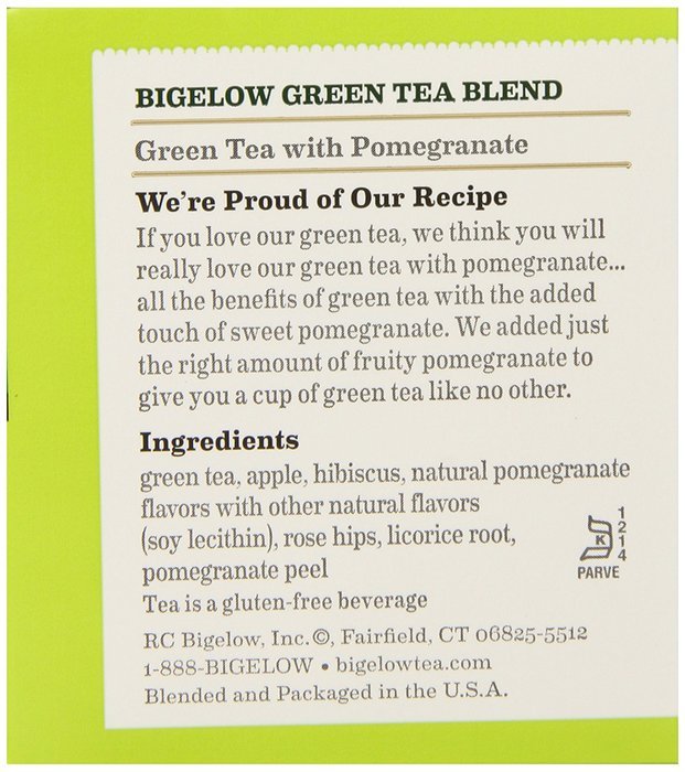 Bigelow Green Tea w/ Pomegranate Tea Bags - 20 ct N3