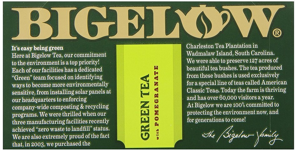 Bigelow Green Tea w/ Pomegranate Tea Bags - 20 ct N4