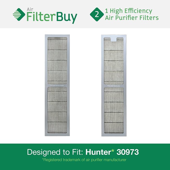 2 - Hunter 30973 Air Purifier Replacement Filter. Designed by FilterBuy to fit Hunter Models 30890 & 30895.