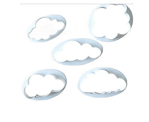 ASIBT Fluffy Cloud Cutter Set of 5 Cake Mould Fondant Sugarcraft Cookie Plunger Cutter Mold Decorating Tools N2