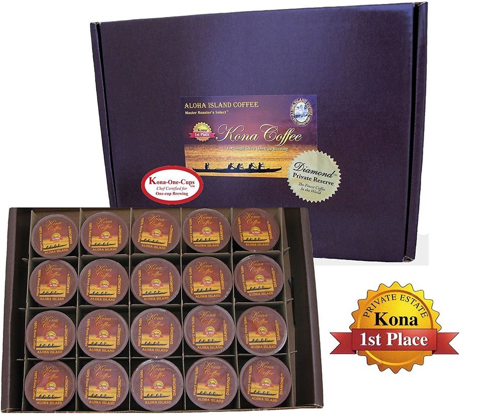 Keurig 2.0, 100% Kona Coffee K-cups, Private Reserve Diamond Pure Kona, for Keurig 2.0, Box of 20 K-cups N12