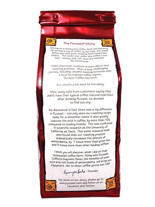 Puroast Low Acid Coffee Half Caff French Roast Drip Grind, 12 Ounce Bag N2