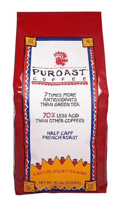 Puroast Low Acid Coffee Half Caff French Roast Drip Grind, 12 Ounce Bag N5