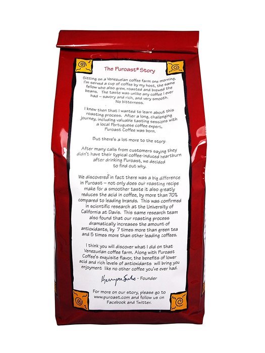 Puroast Low Acid Coffee Half Caff French Roast Drip Grind, 12 Ounce Bag N10