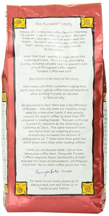 Puroast Low Acid Coffee Half Caff French Roast Drip Grind, 12 Ounce Bag N13