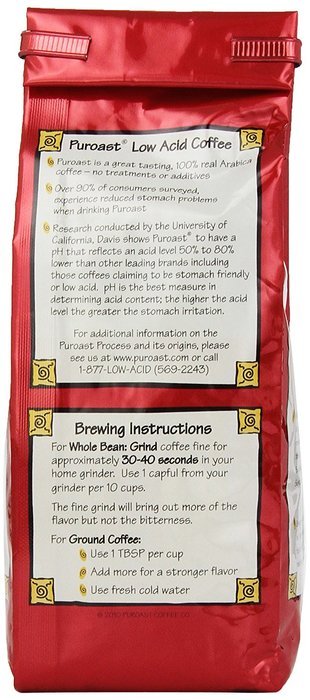 Puroast Low Acid Coffee Half Caff French Roast Drip Grind, 12 Ounce Bag N18
