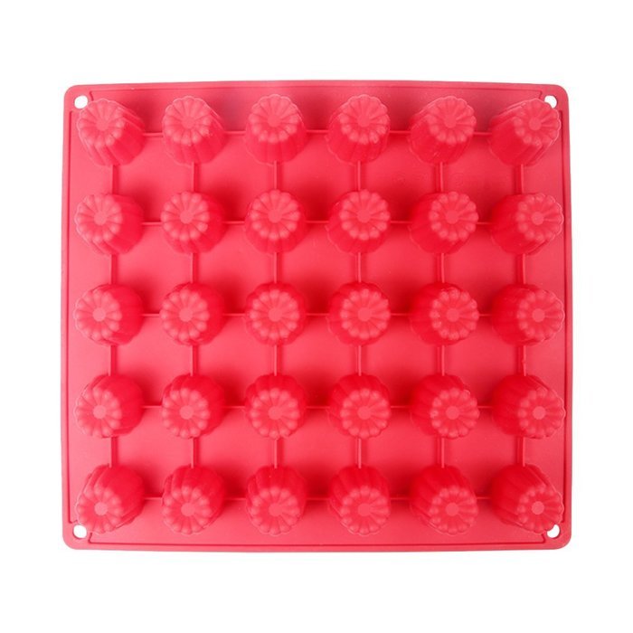 GlobalHouse Durable Red Silicone 30-Cavity Cute Flower Shape Little Cup Jelly Cake Pop Makers, DIY Mold Tray Baking...