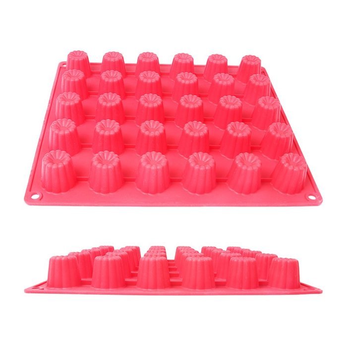 GlobalHouse Durable Red Silicone 30-Cavity Cute Flower Shape Little Cup Jelly Cake Pop Makers, DIY Mold Tray Baking... N3