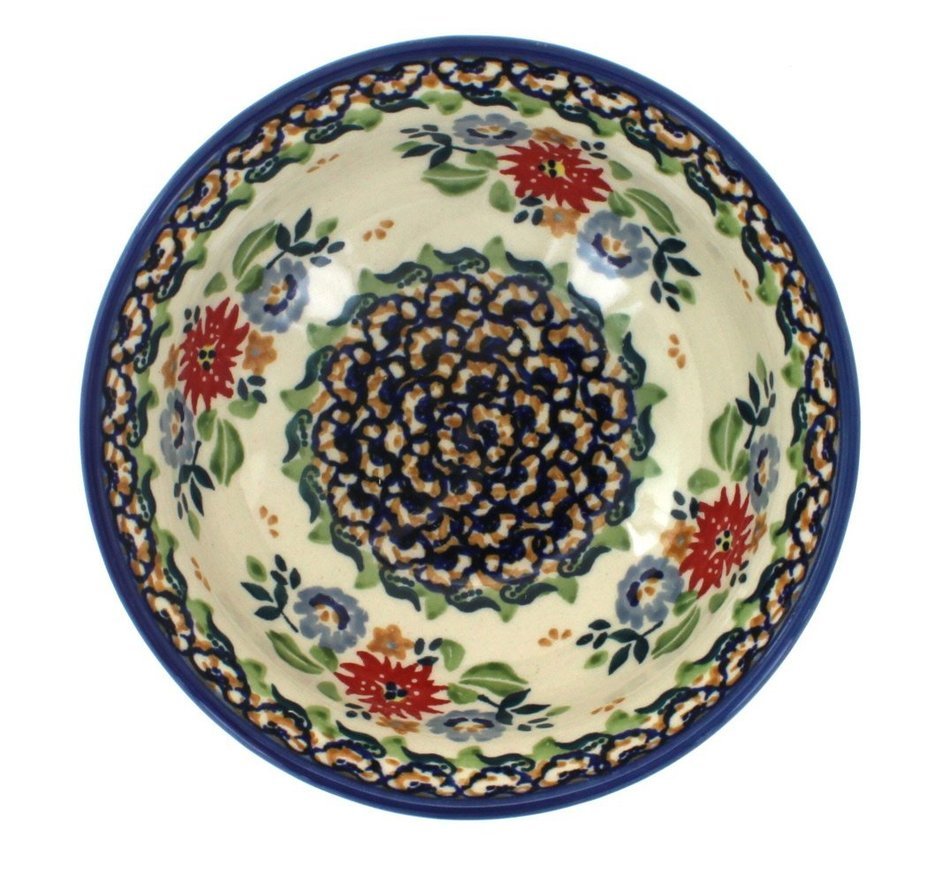 Polish Pottery Red Sunset Dessert Bowl N2