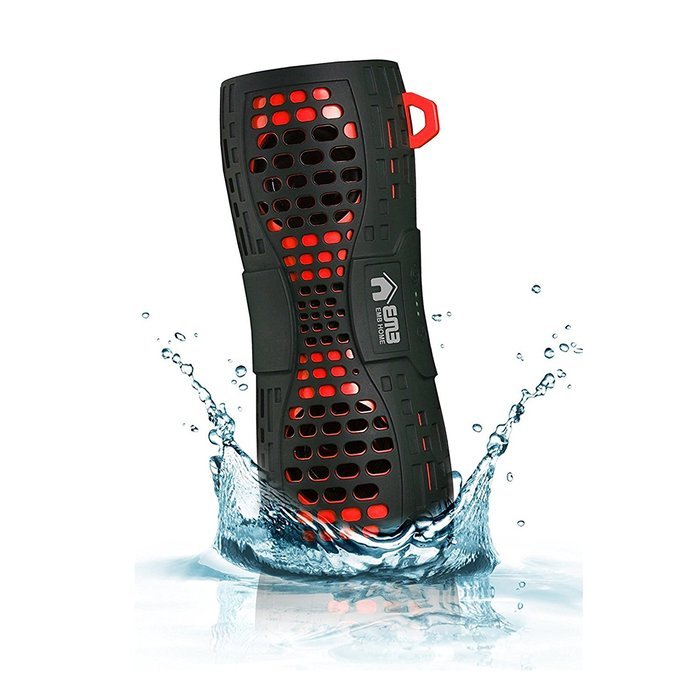 EMB ES900BT-RB Water Resistant Super Loud Portable Bluetooth Speaker - RED on BLACK N2
