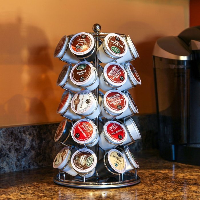 Lily's Home K Cup Holder Carousel for 35 K-Cups in Chrome. K Cup Storage in Style N2