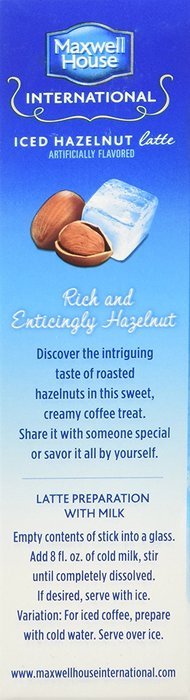 Maxwell House International Cafe Iced Latte Cafe-Style Beverage Mix, Single Serve Packets, Hazelnut, 6 e .57 oz N3