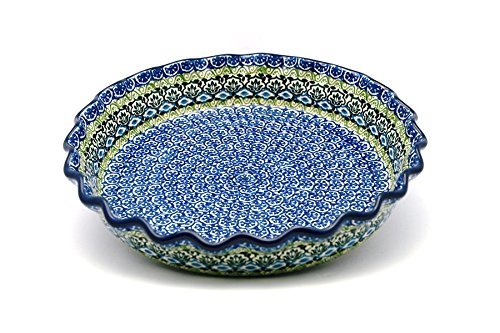 Polish Pottery Baker - Pie Dish - Fluted - Tranquility