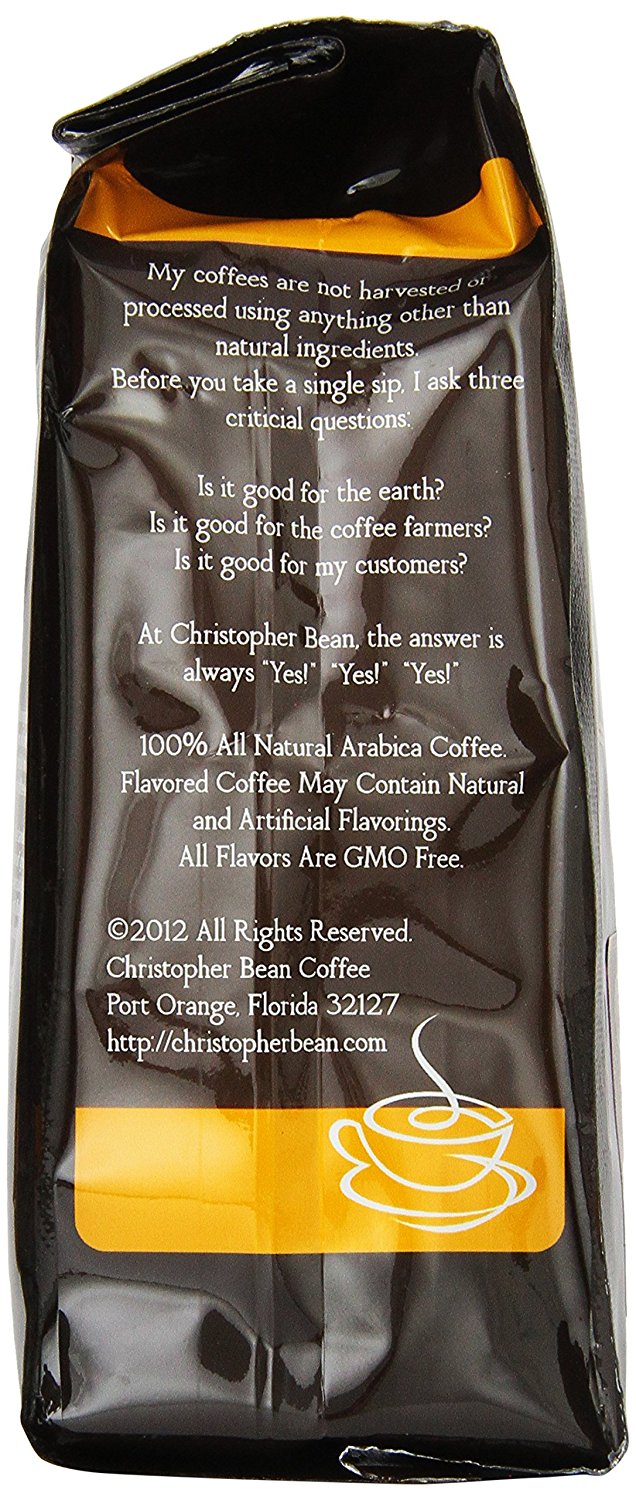 Christopher Bean Coffee Decaffeinated Flavored Ground Coffee, Caramel 