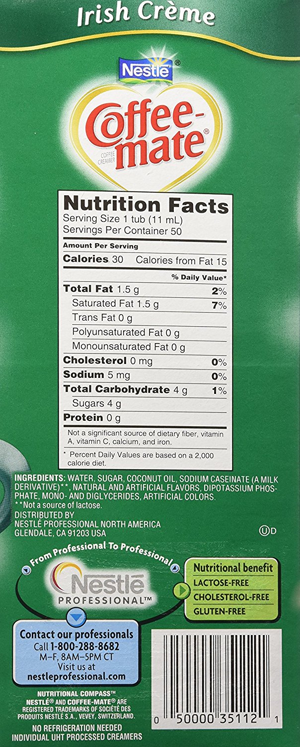 CoffeeMate Irish Creme Liquid Creamer 50 Single Serve 3/8 FL OZ N3