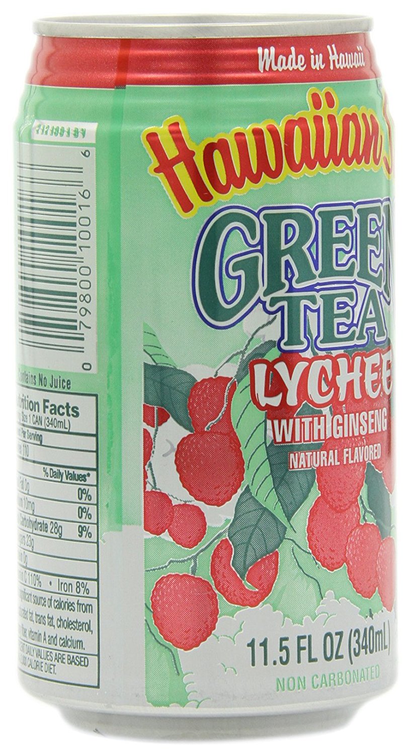 Hawaiian Sun Green Tea Lychee With Ginseng 11 5 Ounce Cans Pack Of 24 
