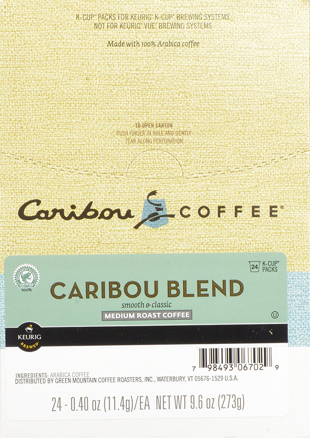 Caribou Coffee Caribou Blend, K-Cups For Keurig Brewers, 24-Count (Pack ...