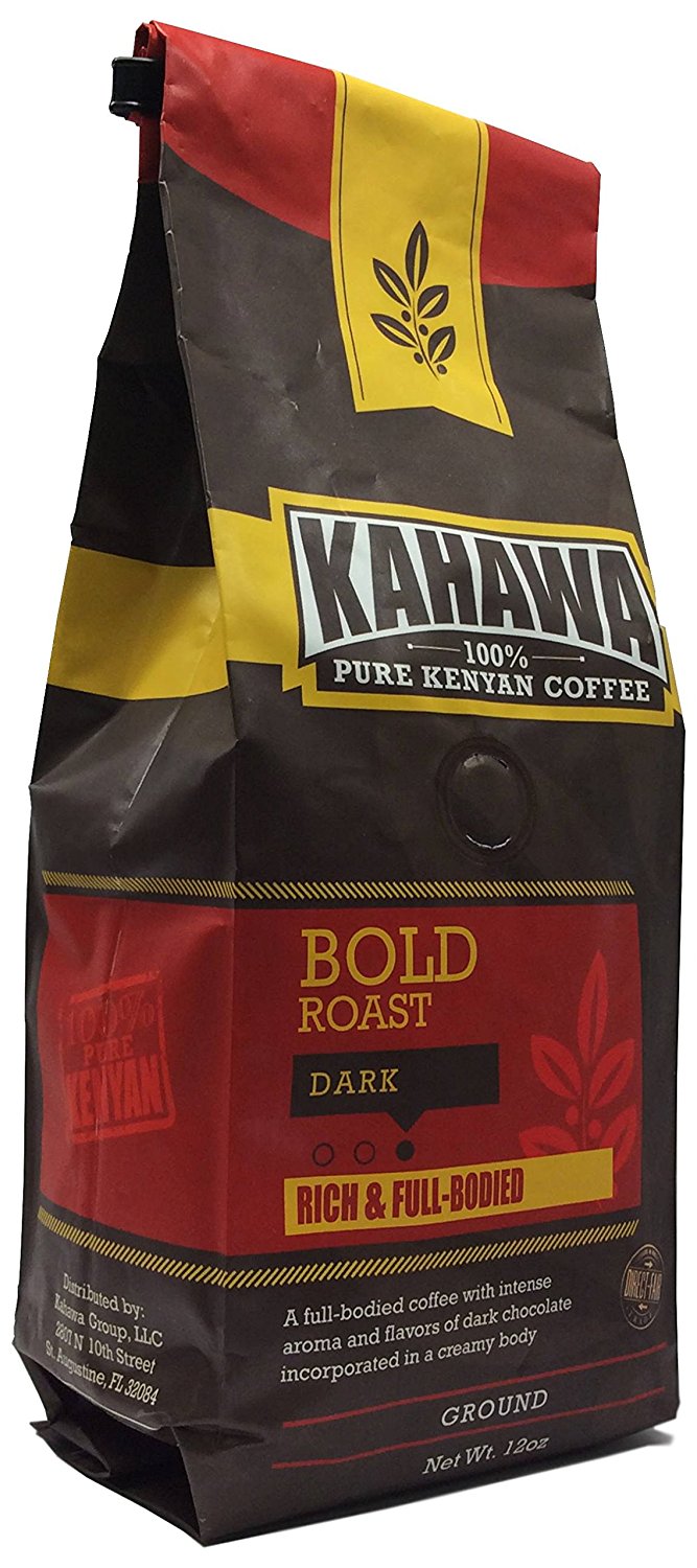 KAHAWA Kenya Coffee, Dark Roast, Ground Coffee, 100 Arabica Coffee, Kenya AA, Specialty Coffee