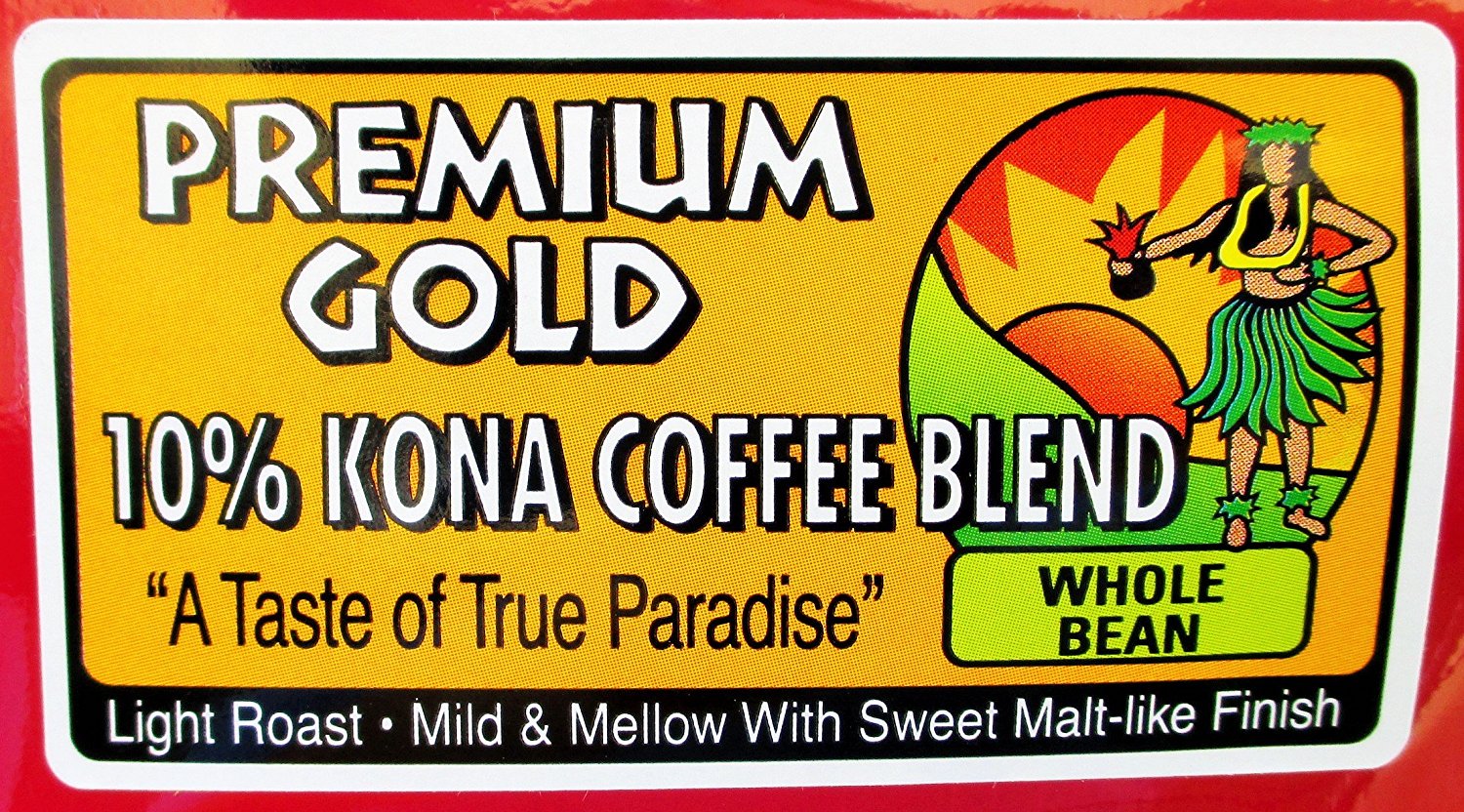 Lion Kona Gold Premium 10 Kona Coffee Blend 24 Oz. Whole Bean N5 free