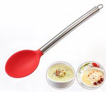 Kingree Silicone Kitchen Utensil Set, Stainless Steel Large Cooking Tool SET - Spoon, Deep Ladle, Spaghetti Spoon... N3