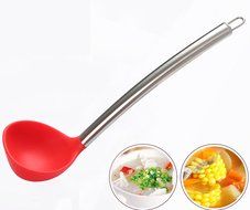 Kingree Silicone Kitchen Utensil Set, Stainless Steel Large Cooking Tool SET - Spoon, Deep Ladle, Spaghetti Spoon... N5