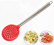 Kingree Silicone Kitchen Utensil Set, Stainless Steel Large Cooking Tool SET - Spoon, Deep Ladle, Spaghetti Spoon... N6