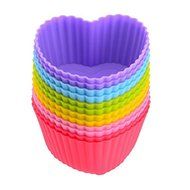 Mix Color Silicone Cake Mold Heart Shape Muffin Cupcake Bakeware Mould Cups 12Pcs/Lot